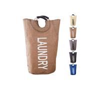 Neel Blue 40L Laundry Basket with Padded Handles Collapsible Laundry Hamper in Brown Neel Blue Brown