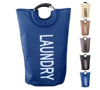 Neel Blue 40L Navy Collapsible Laundry Hamper With Padded Handles Foldable Laundry Basket