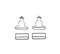 Neel Blue 40mm Dungarre Buckle With Slider Buckle, Metal Bib Overalls Brace Buckles, Silver - 2 Sets