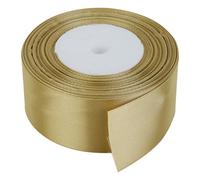 Neel Blue 40mm Gold Double Sided Satin Polyester Ribbon Roll, 25 Metres