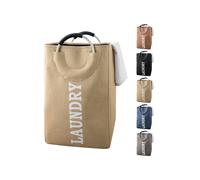 Neel Blue 43L Collapsible Laundry Basket with Handles, Storage Basket Foldable Laundry Hamper in Beige Neel Blue Beige