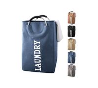Neel Blue 43L Collapsible Laundry Basket with Handles, Storage Basket Foldable Laundry Hamper in Navy Neel Blue Navy