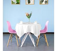 Neel Blue 45"x45" Square Spun Polyester Table Cloth, Water Resistant Linen Table Cover, White