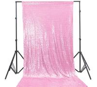 Neel Blue 4Ft X 7Ft Sequin Backdrop Photography Background Shiny Fabric Glitter Curtain Backdrop, Baby Pink