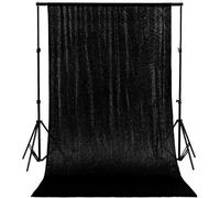 Neel Blue 4Ft X 7Ft Sequin Backdrop Photography Background Shiny Fabric Glitter Curtain Backdrop, Black