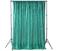 Neel Blue 4Ft X 7Ft Sequin Backdrop Photography Background Shiny Fabric Glitter Curtain Backdrop, Emerald Green