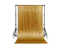 Neel Blue 4Ft X 7Ft Sequin Backdrop Photography Background Shiny Fabric Glitter Curtain Backdrop, Gold