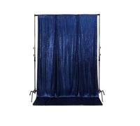 Neel Blue 4Ft X 7Ft Sequin Backdrop Photography Background Shiny Fabric Glitter Curtain Backdrop, Navy