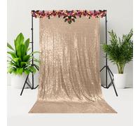 Neel Blue 4Ft X 7Ft Sequin Backdrop Photography Background Shiny Fabric Glitter Curtain Backdrop, Rose Gold