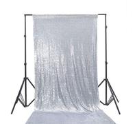 Neel Blue 4Ft X 7Ft Sequin Backdrop Photography Background Shiny Fabric Glitter Curtain Backdrop, Silver