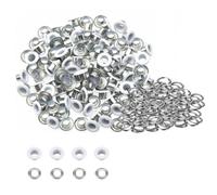 Neel Blue 4mm Brass Eyelets With Washers, Rust-Proof Grommets, Matt White - 100Pcs