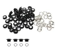 Neel Blue 4mm Brass Eyelets With Washers, Rust-Proof Grommets, Shiny Black - 100Pcs