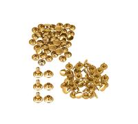 Neel Blue 4mm Double Cap Rivets, Tubular Metal Studs - 100pcs in Gold Neel Blue Gold
