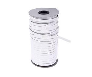 Neel Blue 4mm Wide Flat Elastic Band, Stretchable Elastic Cord Flat Tape, White - 100 Metres