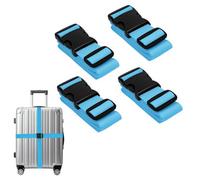 Neel Blue 4Pcs Luggage Straps, Adjustable Suitcase Straps Belts With Secure Locking Buckle, Blue