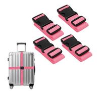 Neel Blue 4Pcs Luggage Straps, Adjustable Suitcase Straps Belts With Secure Locking Buckle, Pink