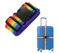 Neel Blue 4Pcs Luggage Straps, Adjustable Suitcase Straps Belts With Secure Locking Buckle, Rainbow