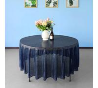 Neel Blue 50 Inch Round Sequin Tablecloth, Navy