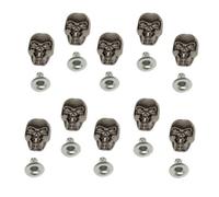 Neel Blue 50Pcs Metal Skull Head Rivets Studs With Back Pin For Jackets, Bags, Gunmetal Black - 8mm X 13mm