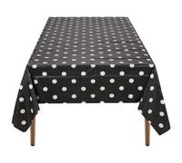 Neel Blue 54"x108" Plastic Tablecloth With Polka Dot Disposable Table Cover - Black