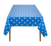 Neel Blue 54"x108" Plastic Tablecloth With Polka Dot Disposable Table Cover - Blue