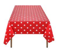 Neel Blue 54"x108" Plastic Tablecloth With Polka Dot Disposable Table Cover - Red