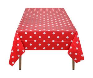Neel Blue 54"x108" Plastic Tablecloth With Polka Dot Disposable Table Cover - Red