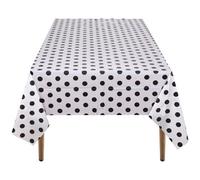 Neel Blue 54"x108" Plastic Tablecloth With Polka Dot Disposable Table Cover - White
