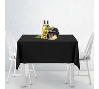 Neel Blue 54"x54" Square Linen Tablecloth, Premium Polyester Dining Table Cover, Black