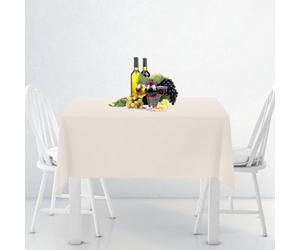 Neel Blue 54"x54" Square Linen Tablecloth, Premium Polyester Dining Table Cover, Ivory