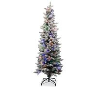 Neel Blue 5Ft Prelit Snow- Kissed Frosted Slim Christmas Tree, Pre-Lit Xmas Tree