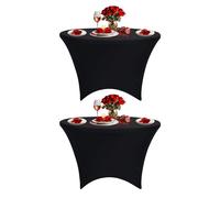 Neel Blue 5FT Round Patio Tablecloth Elastic Spandex Table Cover, Pack of 2 in Black Neel Blue Black