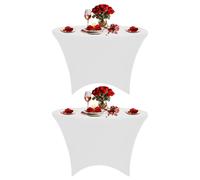 Neel Blue 5FT Round Patio Tablecloth Elastic Spandex Table Cover, Pack of 2 in White Neel Blue White