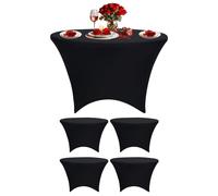 Neel Blue 5FT Round Patio Tablecloth Elastic Spandex Table Cover, Pack of 5 in Black Neel Blue Black
