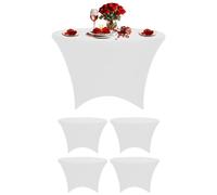 Neel Blue 5FT Round Patio Tablecloth Elastic Spandex Table Cover, Pack of 5 in White Neel Blue White