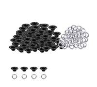 Neel Blue 5mm Brass Eyelets With Washers, Rust-Proof Grommets, Matt Black - 100Pcs