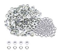 Neel Blue 5mm Brass Eyelets With Washers, Rust-Proof Grommets, Matt White - 100Pcs