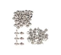 Neel Blue 5mm Silver Double Cap Rivets, Tubular Metal Studs - 100pcs Neel Blue Silver