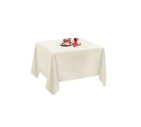 Neel Blue 5pcs Square Table Cloth, Premium Linen Table Cover - 90" x 90" in Ivory Neel Blue Ivory