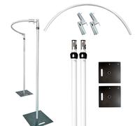 Neel Blue 6Ft - 10Ft Portable Pipe And Drape Curved Backdrop Stand With Baseplates, 5Ft Half-Circular Pipe