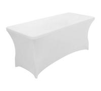 Neel Blue 6Ft Tight Fitted Tablecloth, Rectangle Spandex Patio Table Cover, White - Pack Of 5