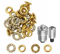 Neel Blue 6mm Diamante Gold Eyelet Bundle With Washers And Setting Die - 50Pcs