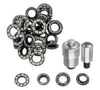 Neel Blue 6mm Gunmetal Diamante Eyelet Kit With Washers And Setting Die - 50Pcs