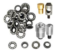 Neel Blue 6mm Gunmetal Diamante Eyelets With Washers, Dual Hole Cutting Punching Dies - 50Pcs