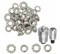 Neel Blue 6mm Silver Diamante Eyelets Set With Washers & Setting Die - 50Pcs