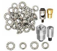 Neel Blue 6mm Silver Diamante Eyelets With Washers, Dual Hole Cutting Punching Dies Set - 50Pcs