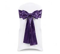 Neel Blue 7" X 108" Dark Purple Satin Chair Sahes - Pack Of 1