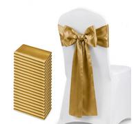 Neel Blue 7" X 108" Gold Satin Chair Sahes - Pack Of 25