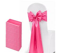 Neel Blue 7" X 108" Hot Pink Satin Chair Sahes - Pack Of 25