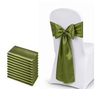 Neel Blue 7" X 108" Sage Green Satin Chair Sahes - Pack Of 10